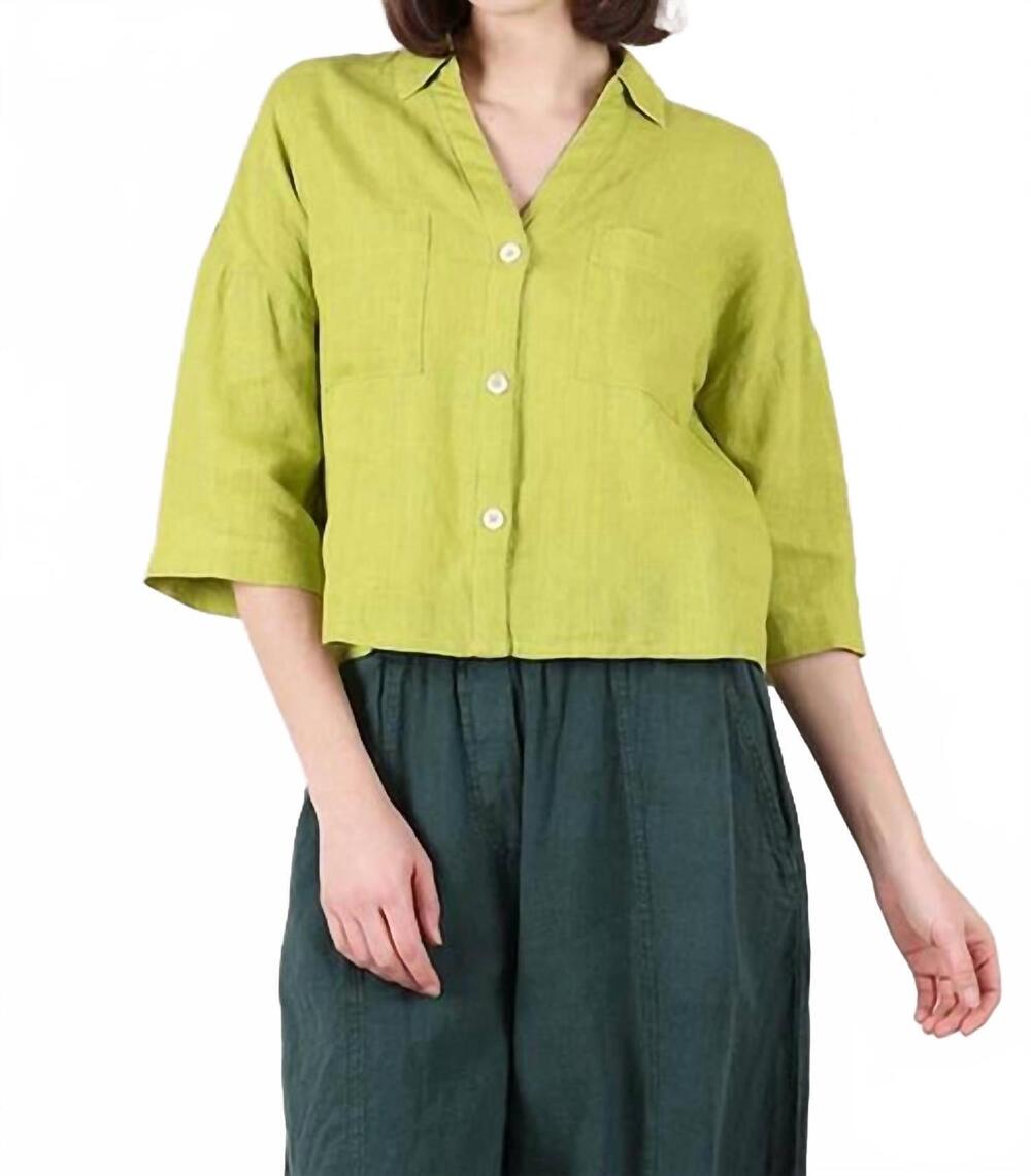NEW BIBICO ava oversized blouse in citronelle linen